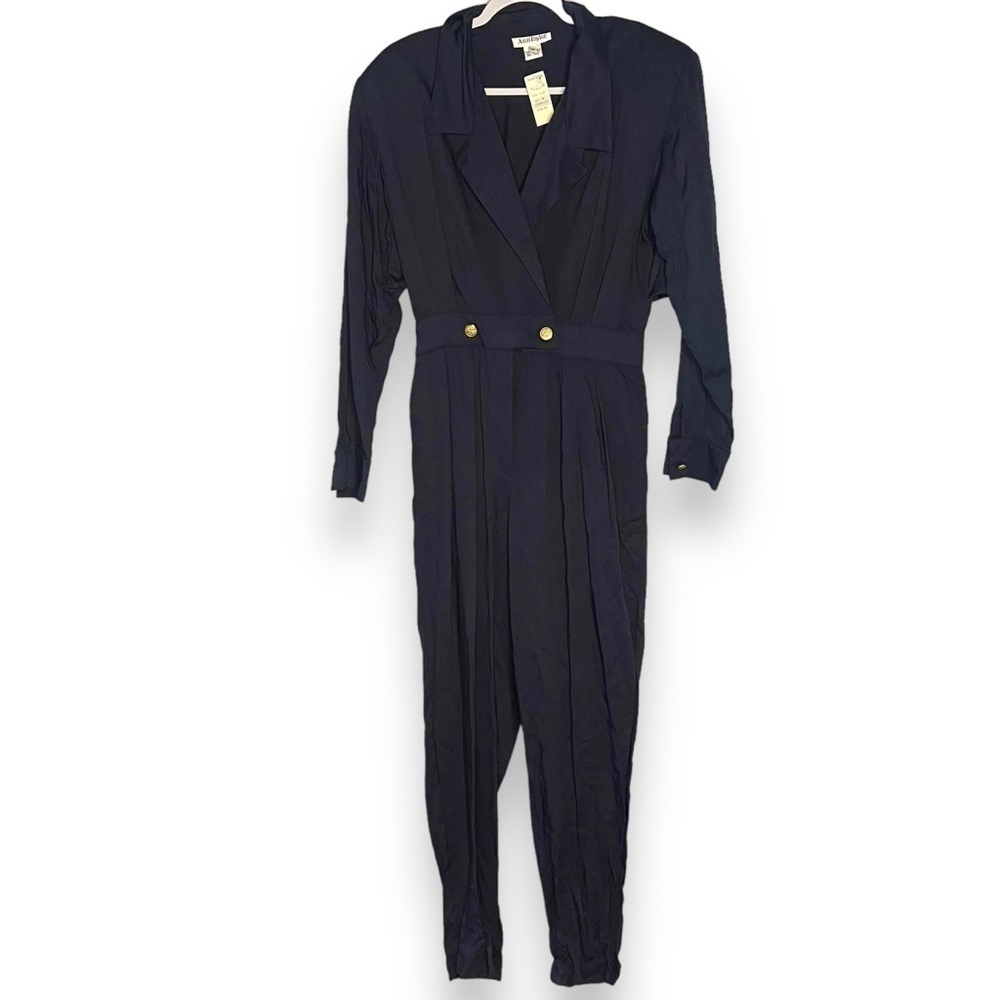 Vintage 90s Ann Taylor Blue blazer jumpsuit NEW Deadstock Long Sleeve Size 12